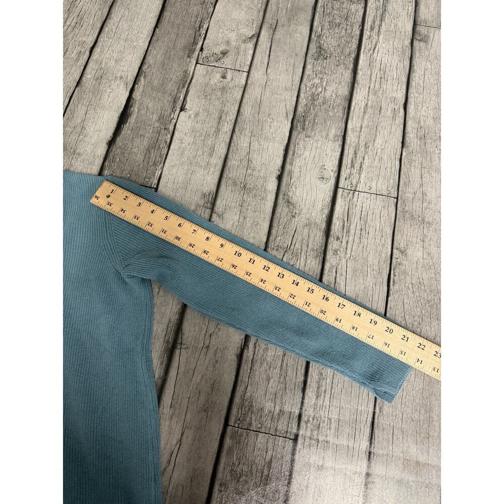 Women’s J.Jill V Neck Sweater Teal Blue Sz Medium Petite PM Cotton Blend - Picture 8 of 9